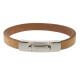 Armband . Lederarmband Long Beach Edelstahl poliert Kamel  . M01704 U19