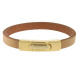 Armband . Lederarmband Long Beach Gold plated poliert Kamel  . M01705 U16