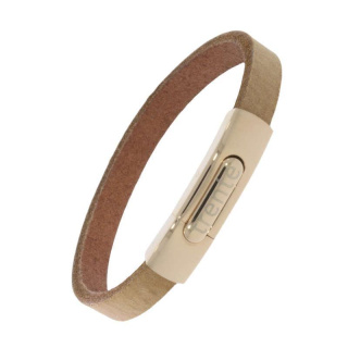 Armband . Lederarmband Long Beach Rosegold plated poliert Kamel  . M01706 U19