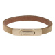 Armband . Lederarmband Long Beach Rosegold plated poliert Kamel  . M01706 U21