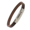 Armband . Lederarmband Long Beach Edelstahl poliert Braun  . M01707 U17