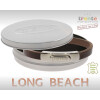 Armband . Lederarmband Long Beach Edelstahl poliert Braun  . M01707 U17