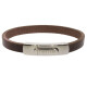 Armband . Lederarmband Long Beach Edelstahl poliert Braun  . M01707 U17