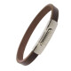Armband . Lederarmband Long Beach Edelstahl poliert Braun  . M01707 U18