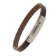 Armband . Lederarmband Long Beach Edelstahl poliert Braun  . M01707 U20