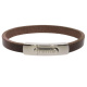 Armband . Lederarmband Long Beach Edelstahl poliert Braun  . M01707 U20