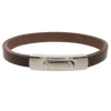 Armband . Lederarmband Long Beach Edelstahl poliert Braun  . M01707 U21