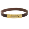 Armband . Lederarmband Long Beach Gold plated poliert Braun  . M01708 U20