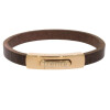 Armband . Lederarmband Long Beach Rosegold plated poliert Braun  . M01709 U15