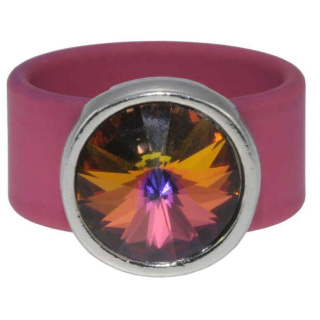 Ring Belt Kautschuk Silber plated . Crystal Volcano Gr.54