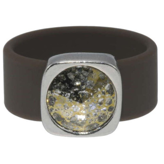 Ring Belt Kautschuk Silber plated . Crystal Gold Patina Gr.58