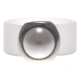 Ring Belt Kautschuk Silber plated . Perle Weiss Gr.54