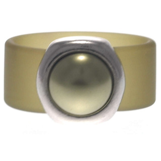 Ring Belt Kautschuk Silber plated . Perle Li. Green Gr.56
