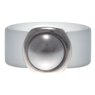 Ring Belt Kautschuk Silber plated . Perle Li. Grey Gr.56