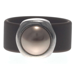 Ring Belt Kautschuk Silber plated . Perle Bronze Gr.58