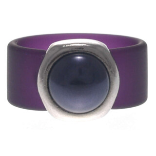Ring Belt Kautschuk Silber plated . Perle Blackberry Gr.54