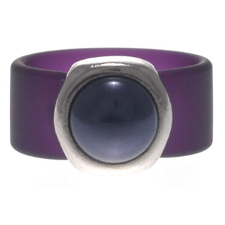 Ring Belt Kautschuk Silber plated . Perle Blackberry Gr.56