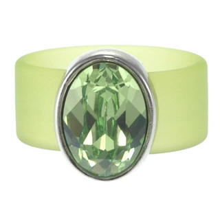 Ring Belt Kautschuk Silber plated . Crystal Peridot Gr.56