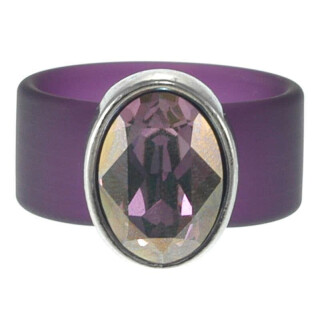 Ring Belt Kautschuk Silber plated . Crystal Lilac Shadow Gr.56