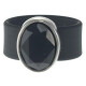 Ring Belt Kautschuk Silber plated . Crystal Jet Gr.58