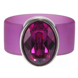 Ring Belt Kautschuk Silber plated . Crystal Fuchsia Gr.54