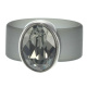 Ring Belt Kautschuk Silber plated . Crystal Black Diamond Gr.54