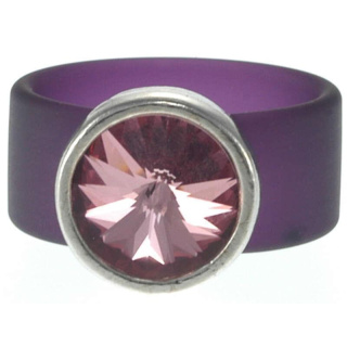 Ring Belt Kautschuk Silber plated . Crystal Antik Pink Gr.56