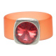 Ring Belt Kautschuk Silber plated . Crystal Padparadscha Gr.54