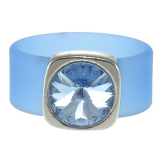 Ring Belt Kautschuk Silber plated . Crystal Lt. Saphire Gr.54