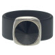Ring Belt Kautschuk Silber plated . Crystal Jet Gr.56