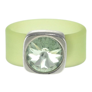Ring Belt Kautschuk Silber plated . Crystal Chrysolite Gr.56
