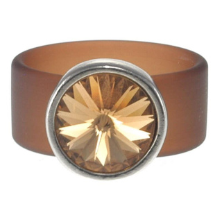 Ring Belt Kautschuk Silber plated . Crystal Lt. Smoked Topaz Gr.58