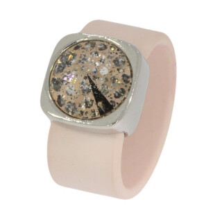 Ring Belt Kautschuk Silber plated . Crystal Rose Patina GR54