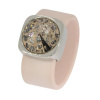 Ring Belt Kautschuk Silber plated . Crystal Rose Patina GR56