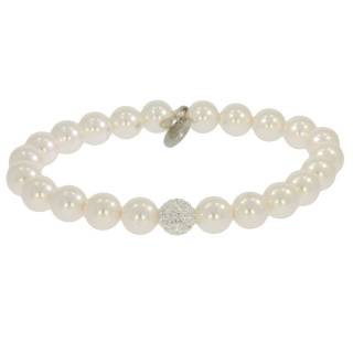 Armband Pave Swarovski® Swaro Pearl White . Pave Kugel...