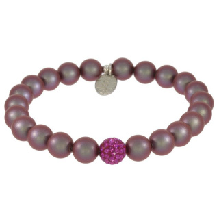 Armband Pave . Perle Iridescent Red . Pave Kugel Fuchsia