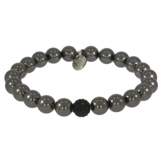 Armband Pave . Perle Black Pearl . Pave Kugel Jet Hematite