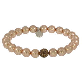 Armband Pave . Perle Rosegold . Pave Kugel Smoked Topaz