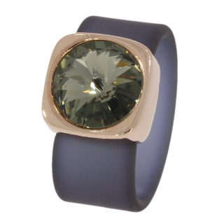 Ring Belt Kautschuk Rosegold plated . Crystal Black Diamond GR54