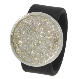 Ring Caviar Kautschuk Silber plated . Crystal Crystal