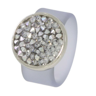 Ring Caviar Kautschuk Silber plated . Swarovski® Crystal...