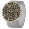 Ring Caviar Kautschuk Silber plated . Crystal Lt. Grey Opal