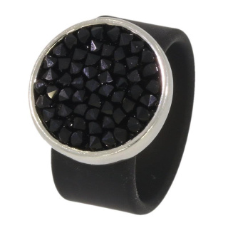 Ring Caviar Kautschuk Silber plated . Crystal Jet