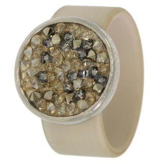 Ring Caviar Kautschuk Silber plated . Swarovski® Crystal...