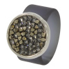 Ring Caviar Kautschuk Silber plated . Crystal Black...