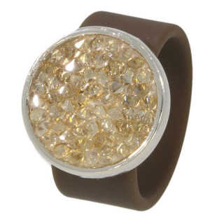 Ring Caviar Kautschuk Silber plated . Crystal Golden Shadow GR54