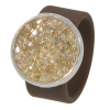 Ring Caviar Kautschuk Silber plated . Crystal Golden...