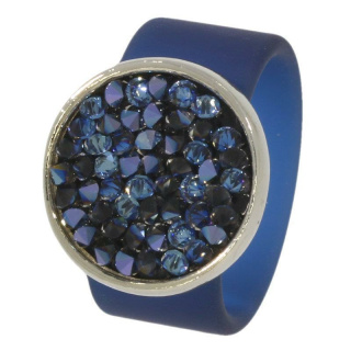 Ring Caviar Kautschuk Silber plated . Crystal Montana GR56