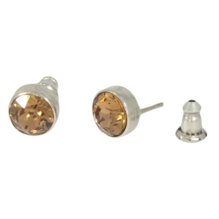 Ohrstecker Basics Silber plated . Crystal Lt. Smoked Topaz . 6mm