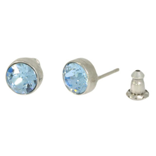 Ohrstecker Basics Silber plated . Crystal Aquamarine . 6mm
